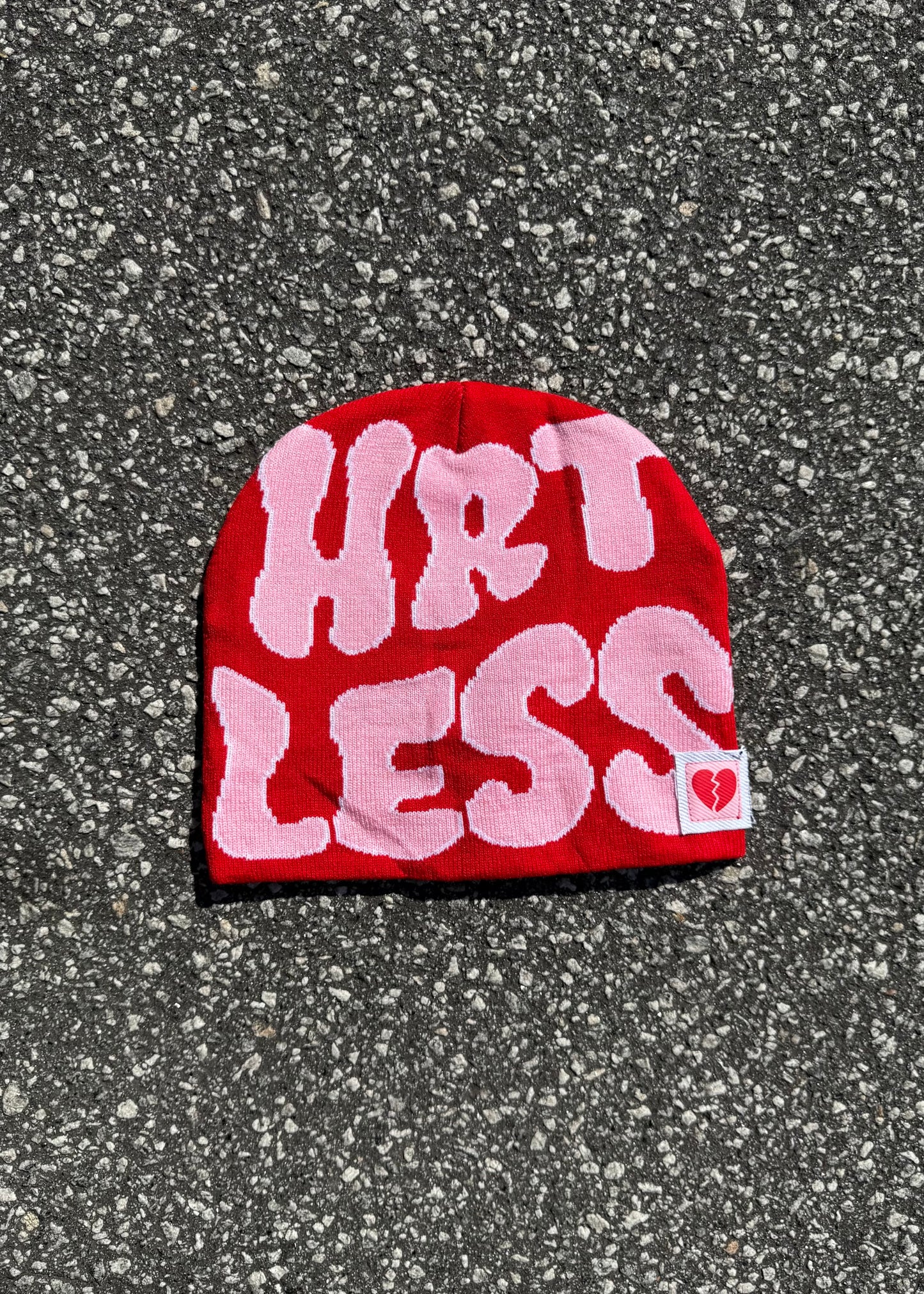 Red Hrtless Beanie